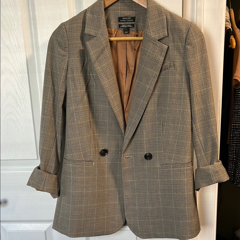 RW&CO. Plaid Blazer in Brown and Black